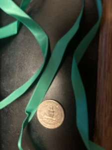 3/8" single faced polyester satin ribbon, green, 3 yd piece incl.  shipping - Picture 1 of 1