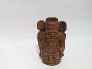 Statuina vintage decorativa cinese in legno dio della longevità - Foto 1 di 8