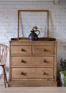 Victorian Stripped Pine Chest Of 4 Drawers With Gallery Back (765) - Picture 1 of 10