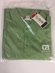 CLIQUE Men's Extra Large CA Technologies Green SS Golf Polo Shirt -Brand New - Picture 1 of 4