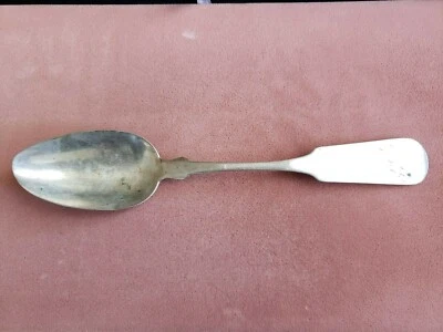 ANTIQUE COLLECTABLE 8.75" * N.HARDING * COIN SILVER (90%) SERVING SPOON - MONO - Image 1 of 4