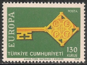 Turquía #1776 (CD11) EN MUY BUEN ESTADO MNH - 1968 130k llave dorada con C.E.P.T. Emblema - Imagen 1 de 1