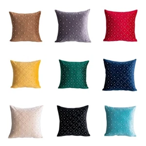Luxury Solid Beads Cushion Cover Home Sofa Bed Car Throw Pillow Case Decor 18'' - Picture 1 of 12