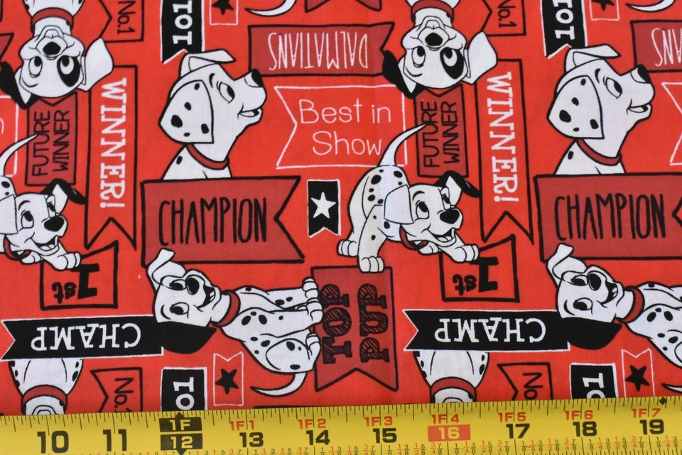 35" Long, Dalmatian Dog Best in Show on Red Quilt Cotton, Springs/Disney, P6897 - Image 1 of 4