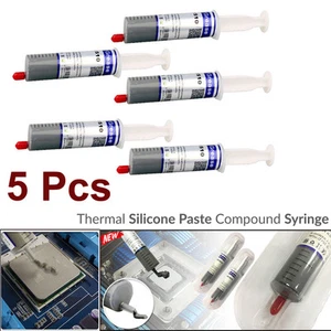 5 Pcs Silicone Thermal Heatsink Compound Cooling Paste Grease Syringe for PC CPU - Picture 1 of 12