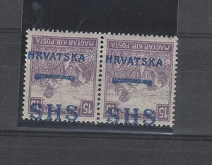 CROACIA, SHS, 15 hilo, par de embalaje original invertido fuera de lugar, montado sin montar o nunca montado, sorbos de certificado - Imagen 1 de 2