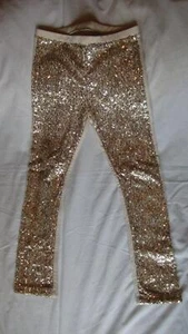 Joyfolie Mia Joy Gold Juno Sequin leggings Pants Size 8 GB13 - Picture 1 of 3