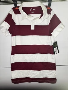 NWT Art Class Rugby Striped Short Sleeve Polo Dress Burgundy Girls Size Small - Picture 1 of 4