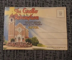 GROTTO OF REDEMPTION West Bend Iowa libretto cartolina Curteich Chicago D-8730 - Foto 1 di 23