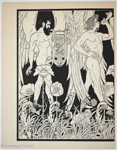 Antique Art Nouveau Woodcut "Creation of Man" by Ephraim Moses Lilien, 1902 - Picture 1 of 6