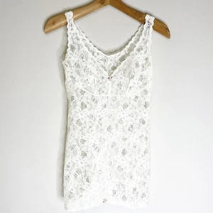 Camiseta lencería vintage años 80 talla 38 Alemania encaje blanco camisola transparente floral - Imagen 1 de 24