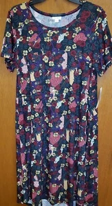 NEU MIT ETIKETT LULAROE CARLY MEDIUM DISNEY VILLAINS SHADOW MAN ROTE ROSEN GEBLÜMT - Bild 1 von 5