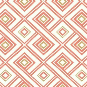 Wallpaper Modern Retro Fun Geometric Squares in Orange With Gold on White - Picture 1 of 1