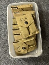 US GI WWII COLT 45 MAGAZINE KHAKI POUCH  WWII DATED WITH 2 USED 7 RD. MAGAZINES.