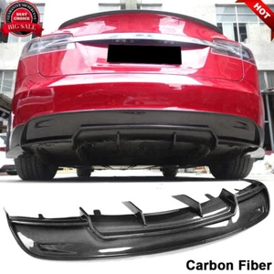 Fits Tesla Model S Sedan 2012-2016 Carbon Fiber Rear Bumper Lip Diffuser Spoiler - Foto 1 di 12