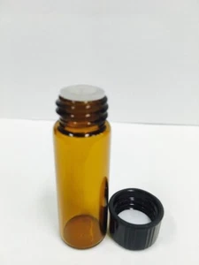 144 Pcs, AMBER 1 Dram Glass Vials [15mm X 45mm] With Orifice Reducer - Picture 1 of 1