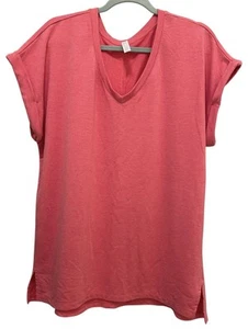 RBX Performance Mujer 1X Cuello en V Manga Larga Ropa Activa Top Rosa Jaspeado - Imagen 1 de 4