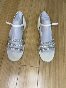 CHANEL CC Cream Leather Sandals with Braided Straps Size 40- Used - Picture 1 of 8