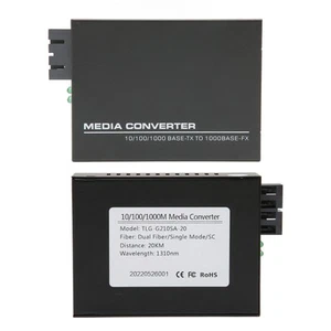 Gigabit Fast Ethernet Media Converter Single Mode Dual SC 10 100 1000Base Tx CB - Afbeelding 1 van 31