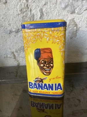 Boite ancienne lithographiée  BANANIA, tôle jaune  , 1 Kg, Pates - Photo 1/4