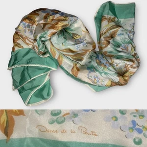 Vintage Oscar de la Renta Seide Blumen Schal bunt botanisch 80er Bloomcore - Bild 1 von 7