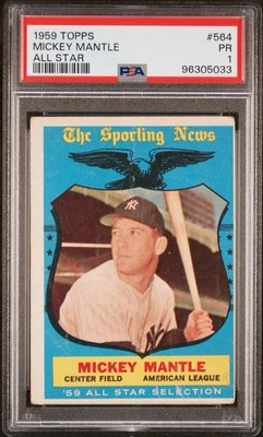 Mickey Mantle 1959 Topps como PSA 1! *¡RECIÉN GRADUADO! *KEY HIGH # ¡EN SET! *¡HOFER! Foto 1 de 2
