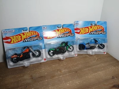 Lot Of 3 New HotWheels MOTO-Fat Ride, Rollin' Thunder,  Ferenzo - Image 1 of 4