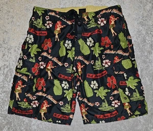 US Polo Assn. Surf Swim Trunks, Black Hawaiian Floral, Board Shorts Mens Size XL - Picture 1 of 5