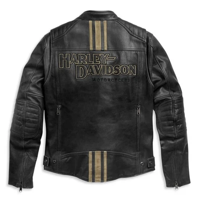 Men's H-D Triple Vent Passing Link II Real Leather Black Jackets - Image 1 of 4