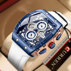 2023 CURREN Men's Luxury Quartz Watch Sports Square 3 Bar Luminous Chronograph - Picture 1 of 16
