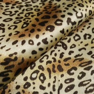 Small Brown Cheetah Pring Charmeuse Satin Fabric 58" By The Yard Animal Print - Picture 1 of 8