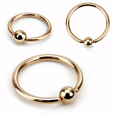 Anillo Labio Cautivo Calibre 14 3/8" Oro Rosa IP 3mm Bola * Foto 1 de 4