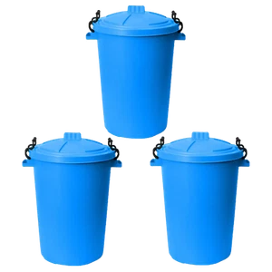 (Juego de 3) Cubo de basura de plástico 50L con tapa de bloqueo Hogar Jardín - Azul cielo - Imagen 1 de 13