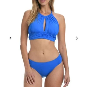 La Blanca Island Goddess Bikini hochgeschlossen Oberteil Hipster Unterteil blau Gr. 12 NEU - Bild 1 von 6