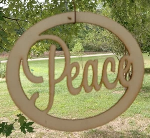 Peace Sign Laser Cut Wood Ornament Paint/Stain Ready 3.5"x4"x2mm - Picture 1 of 2