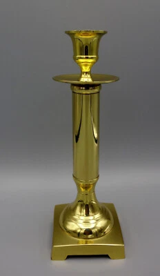 Candelabro pilar de latón Hampton de 8" con base cuadrada Bobeche # 88371B Foto 1 de 4