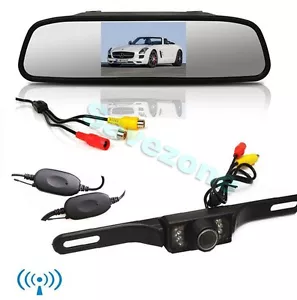 4.3 inch LCD Mirror Monitor +7IR LED Reversing Wireless Camera Car Rear View Kit - Picture 1 of 12