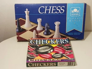 Vintage Chess by Golden Classic Games 4833-6 In Original Box 1993 & Checkers New - Picture 1 of 24