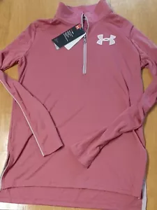 NUEVA CON ETIQUETAS CAMISA Under Armour Heatgear Malva Rosa 1/4 con cremallera simulada cuello de tortuga YXL Juventud XL - Imagen 1 de 2