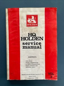 HQ Holden Service Manual Volume 3 Original Condition Transmissions, Axles Etc - Picture 1 of 6