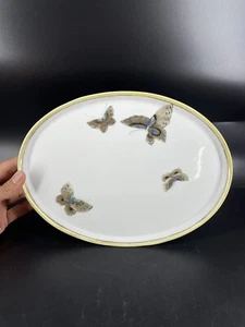 Antique Hand Painted NIPPON Morimura Butterflies Porcelain Tray Platter Plate - Picture 1 of 9