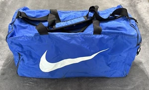Vintage Nike Blue & White Large Duffel/Gym Bag with Straps & Sneaker Pocket - Picture 1 of 7