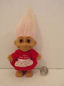 Russ Troll Doll~Vintage~4"~You're Very Special~Light Pink Hair~Brown Eyes - Picture 1 of 5