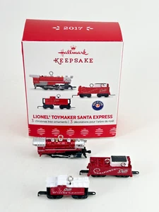 2017 Lionel Toymaker Santa Express - 3 PC Hallmark Mini Ornament Train Set - NEW - Picture 1 of 12