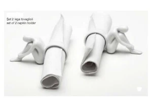 SET 2 ANELLI FERMA TOVAGLIOLI PORTATOVAGLIONI DA TAVOLA PORCELLANA OMINO #5 - Foto 1 di 1