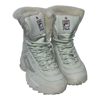 Fila Boots Mujer’s 9 Blanco Disruptor 10” Alto Top Sherpa Forrado Ligero Foto 1 de 4