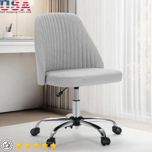 Armless Office Chair W/ Wheels Adjustable Swivel Task Computer Vanity Desk Seat - Picture 1 of 7