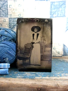 Vera antica fotografia tipo latta 1860 LG dimensioni 3-1/2" x 5" - Foto 1 di 7