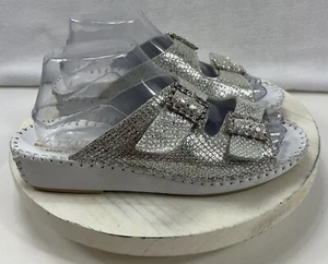 La Plume Jen Silver Rhino Sandals EUR Size 39/ US Size 8.5-9 NWOB - Picture 1 of 7