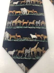 Vintage Blue Alynn Neckware Safari Mens Tie 100% Silk Made in USA - Picture 1 of 5